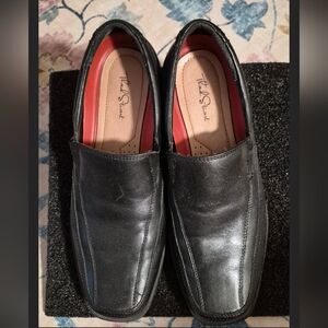 Thad Stuart Men's 'Burlington Black Slip-On Leather Bike Toe Loafers